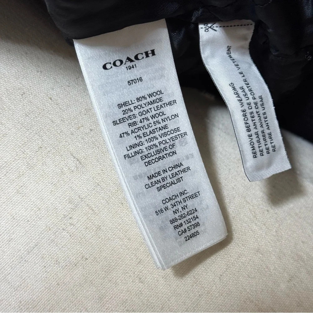 Coach • Varsity Wool & Leather Rocket Ship Patch Bomber Jacket US 6 RARE EUC